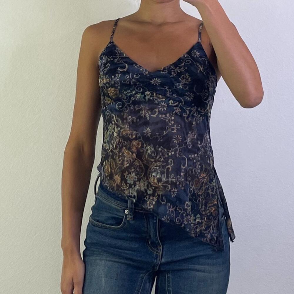 Blue Vintage Asymmetrical Top